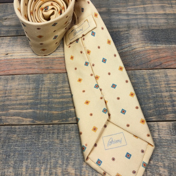 BRIONI Italy Men's yellow lavender & orange tie